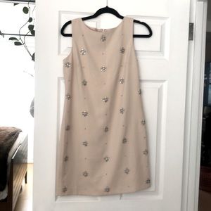 Embellished Cream Shift Dress Ann Taylor